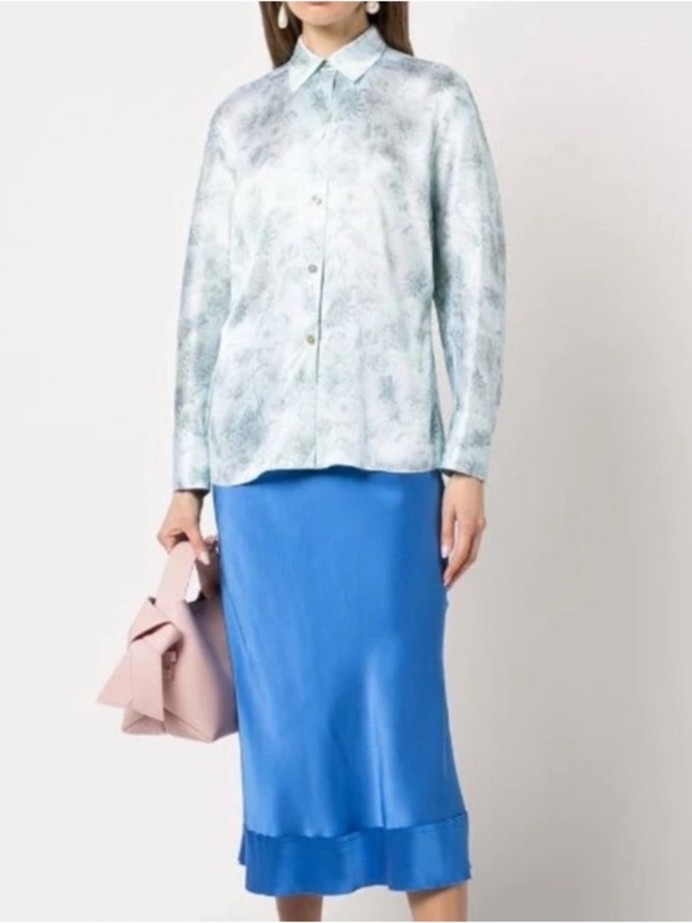 Vince Silk Floral Blouse Blue
